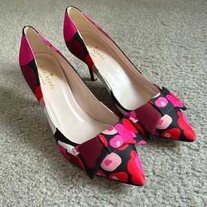 Kate spade pink floral leather bottom heels